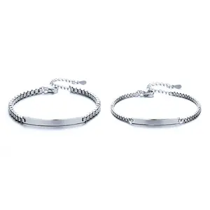 Smooth Surface Couple Bracelet for Men Women Long Distance Relationship Commemorative Gift Engravable Flat Surface Customizable