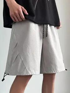 Menswear Polyester Plain Men’s Drawstring Loose-Fit Shorts, Men’s Bottoms Essential