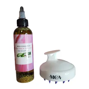 J's Rosemary & Fenugreek Hair Growth Oil Infused with Hair Brush Massager - Nourishing Haircare for Longer and Thicker Locks Strengthening Hair Strengthens Hair