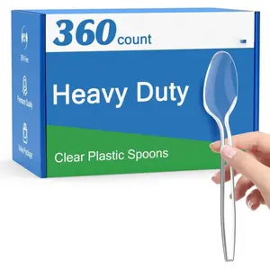 360 Count Clear Plastic Spoons Disposable, BPA-Free, Heat Resistant, Solid and Durable Disposable Spoons Heavy Duty Bulk, Premium Spoons plastic disposable for Party Supply