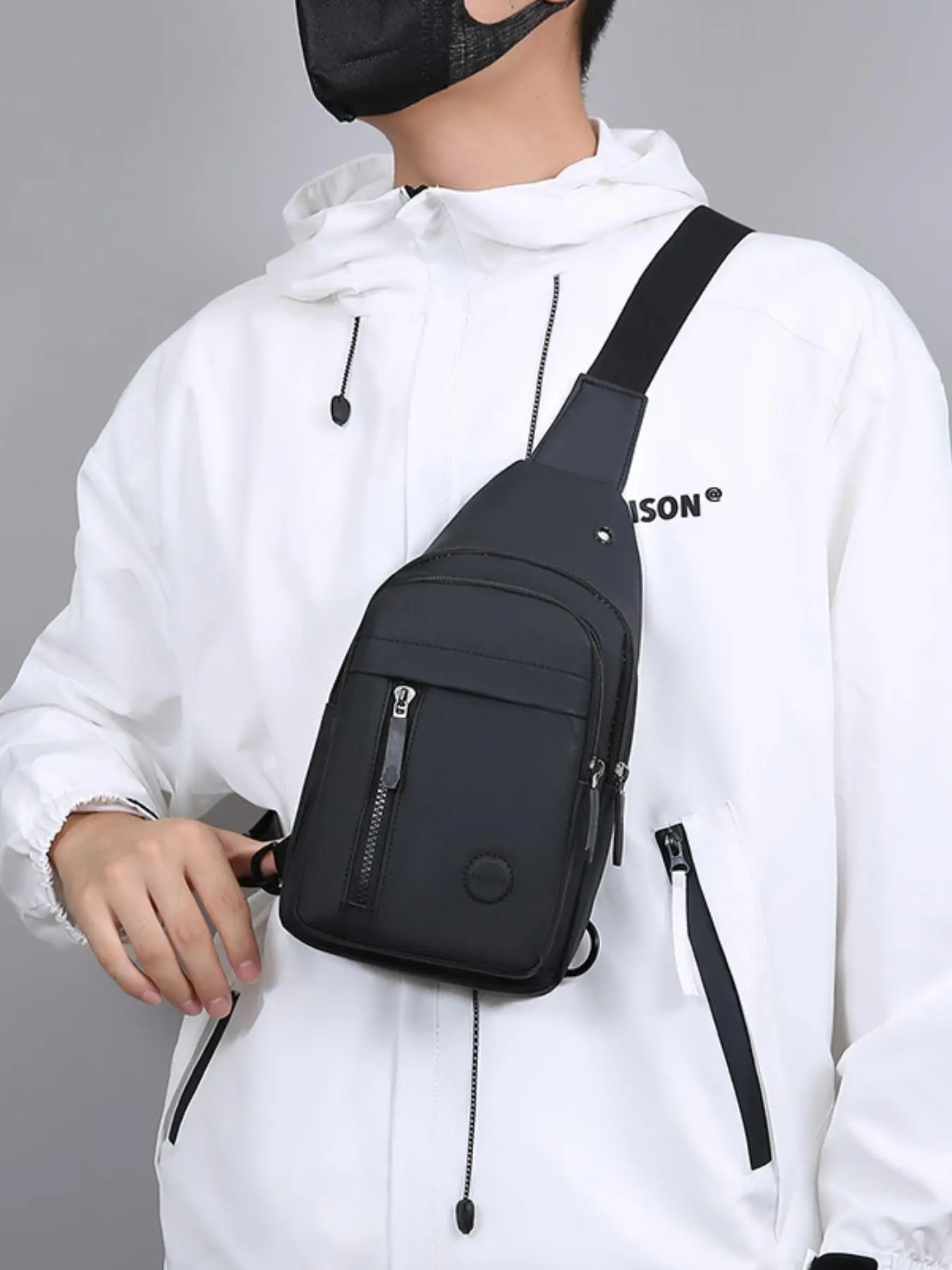 Father's Day Gifts, Men's Casual Solid Color Zipper Belt Bag, Fashionable PU Leather Chest Bag for Daily Used, Casual Trendy Versatile High-quality Da