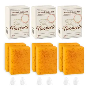 Lemon Turmeric Kojic Acid Soap, Hand-made Soap, Turmeric Soap, Face & Body Soap – 6 Bars