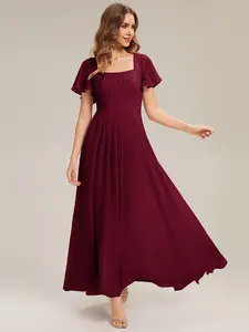 Ever-Pretty 2026 spring dress,Elegant Square Neck Formal Dress - Short Flutter Sleeves & A-Line Silhouette for Formal dress,bridesmaid dress 2703