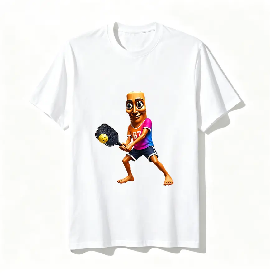 Funny Pickleball Cartoon Character Player Graphic T-Shirt, Unisex 100% Cotton Pickleball Lover Meme Tee