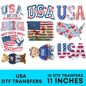 USA DTF Transfers Ready to Press | Full Color Heat Transfers | DIY T-Shirt Printing | Premium Transfers