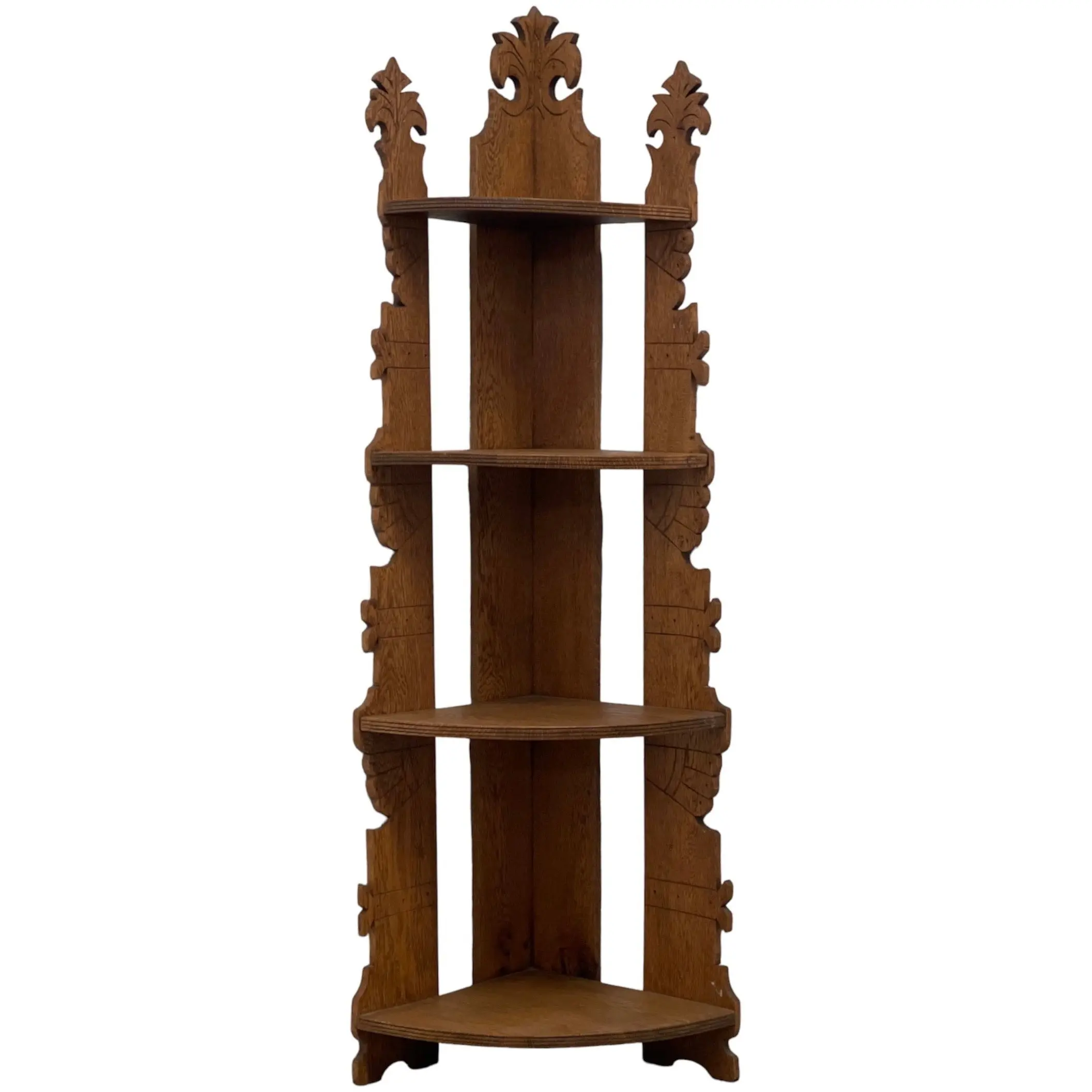 Antique Style Corner Bookshelf Fixed Shelves