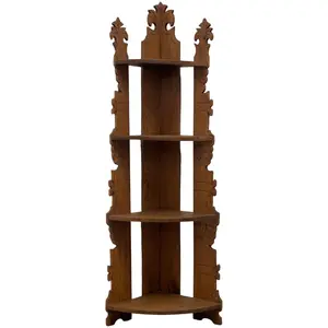 Antique Style Corner Bookshelf Fixed Shelves