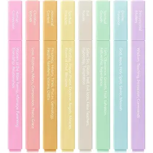 -  Highlighters with Color-Coding System, 8 Pack, Soft Pastel Aesthetic Highlighters Assorted Colors,  Markers No Bleed Through