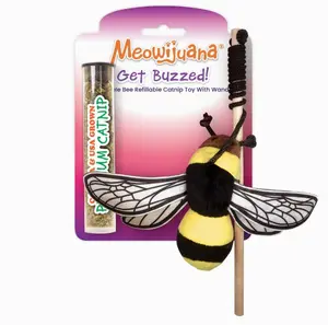 Meowijuana Get Buzzed Bee Refillable Wand Catnip Cat Toy