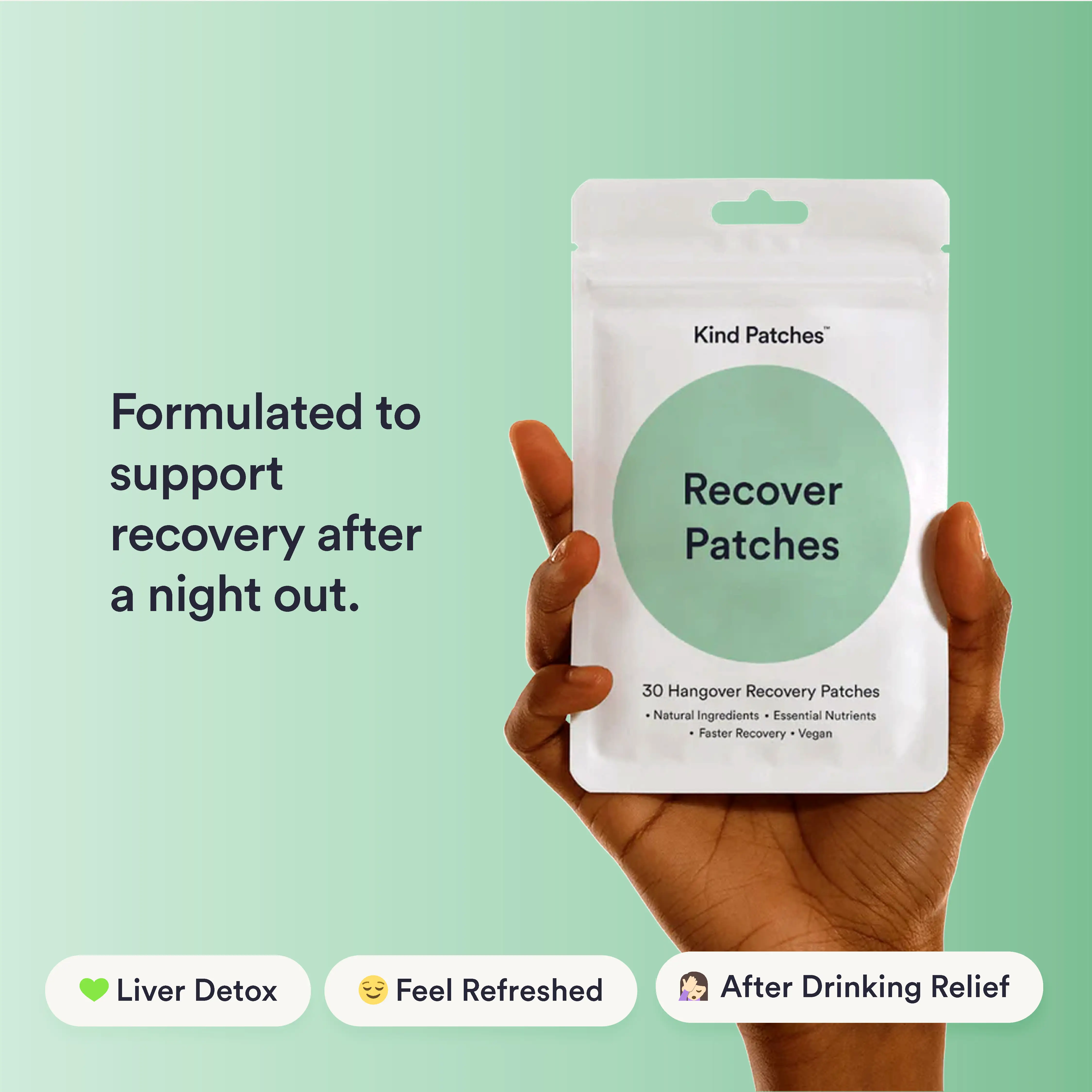 Kind Patches, Recover Patches, 30 Recovery Patches: Natural Ingredients, Essential Nutrients, Faster Recovery, Vegan