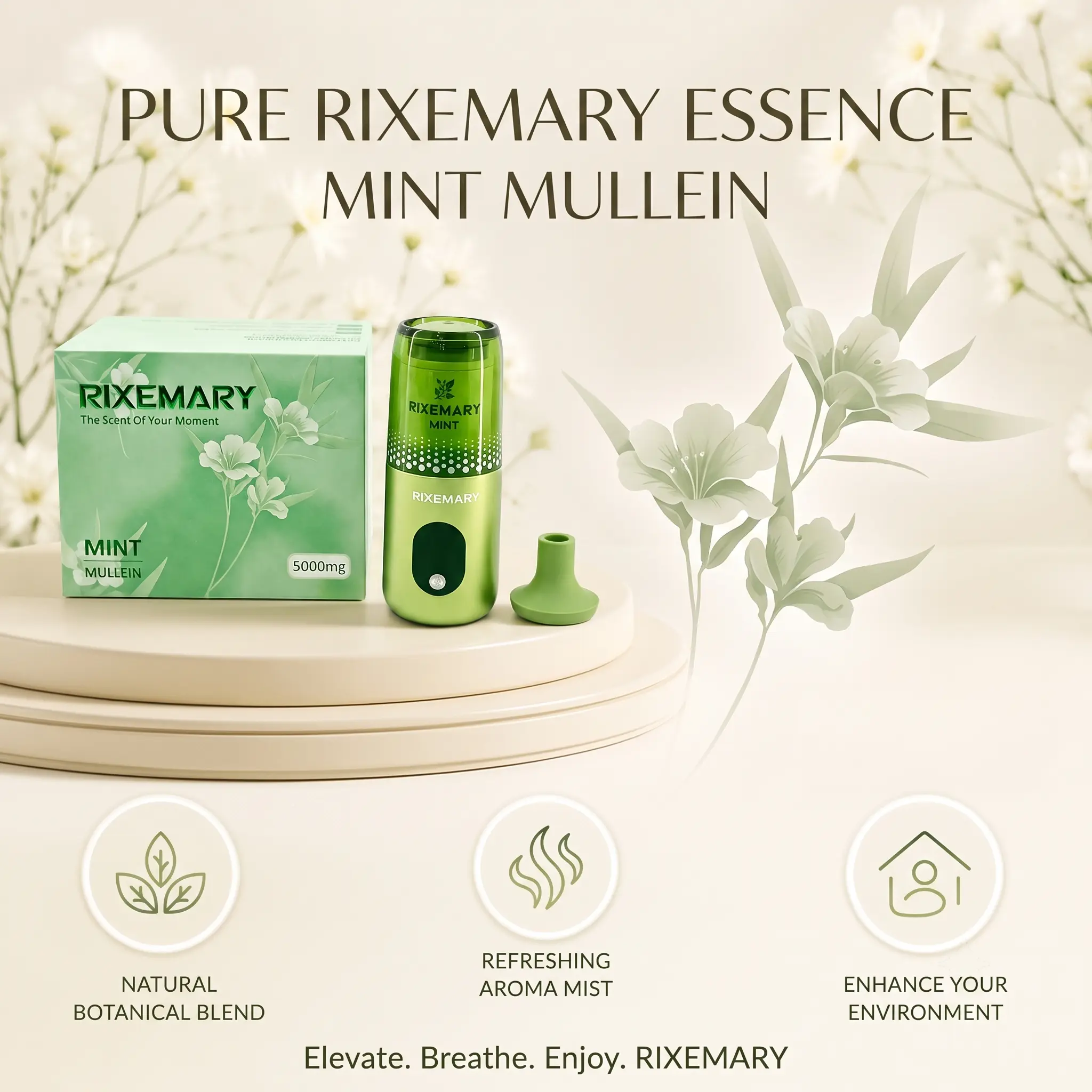 RIXEMARYPeppermint essential oil diffuser, perfect for late-night study, refreshing the air outdoors and purifying the interior of your car
