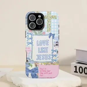 Love Like Jesus Coquette Bow iPhone Case, Floral Bible Verse God Christ, Boho Christian Phone Case for iPhone 16 15 14 13 12 11 Pro Max Plus 060425-05 Compatible with Samsung Galaxy S25
