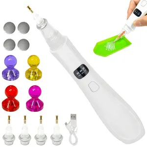Electric Diamond Painting Pen, Adjustable 3 Suction Modes with 4 Pieces Locators & 4 Replacement Heads DIY Art Tool Kit, Diamond Art Paint Pen Vacuum Pump