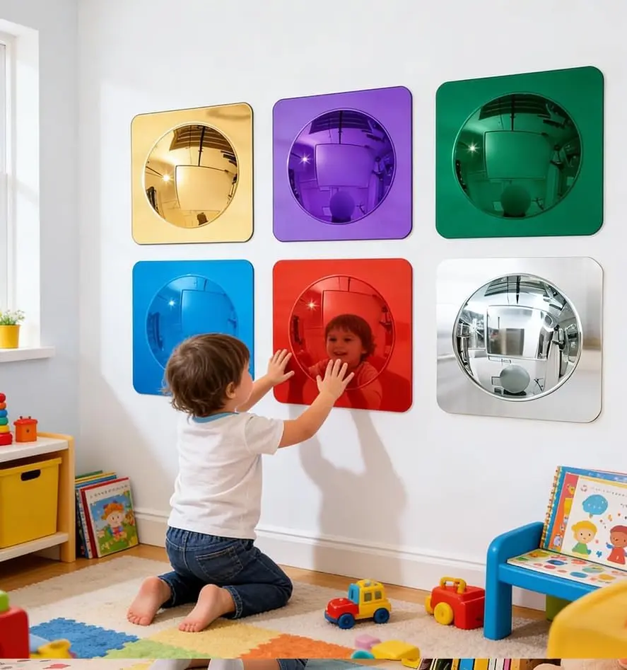 6pcs 3D Interactive Acrylic Sensory Bubble Wall Mirrors - Decorative Wall Stickers for Kids' Classrooms or Homes, Providing Visual & Tactile Stimulation