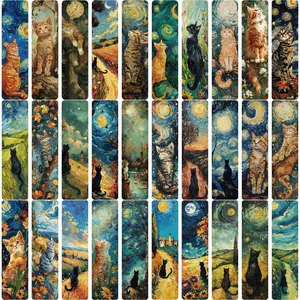 Cat Pattern Bookmark, 30pcs/set Creative Cat Series Bookmark, Reading Bookmark, Book Page Marker, Book Accessories for Home School Office