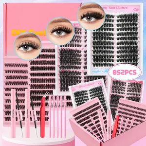 SOSIAYCICI LASH "The Rebel" DIY Lash Kit Box | 852pcs Clusters with Bond, Seal & Applicator | Mixed Volume Dense Flamboyant Cat Eyes Style | Fluffy Dramatic Cat Eyes Lashes | Salon Quality Extensions for The Rule-Breaker You Eyelashes Makeup Cosmetic