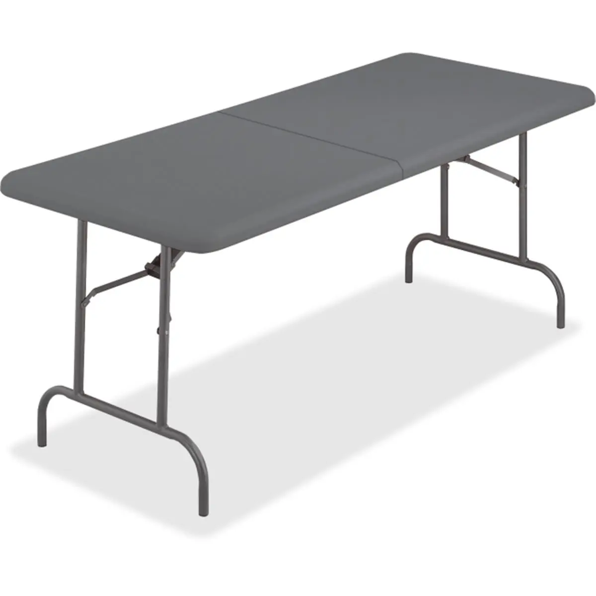 30" x 60" Modern Charcoal Metal Bifold Resin Folding Table - Dent-Proof Outdoor Patio Furniture, Easy Setup, Sturdy Construction, Storage for Office, Picnic Use