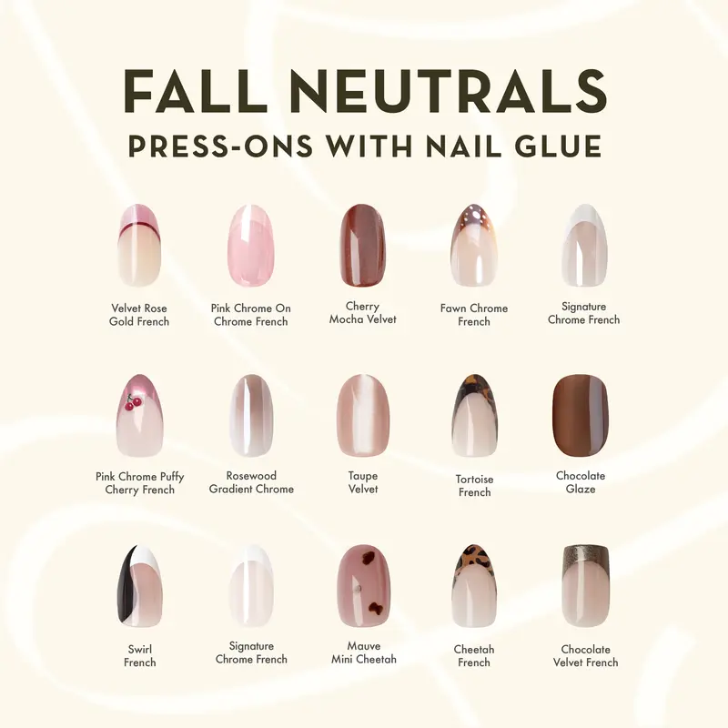 Fall Edit - Neutrals Press Ons w/glue