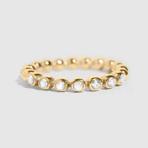 18K Gold PVD Beaded Stone Stacking Ring
