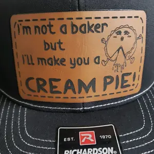 im not a baker laser engraved leather patch hats