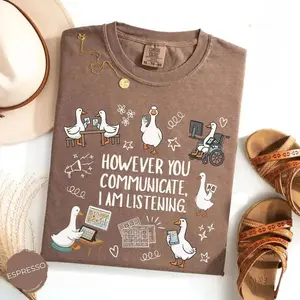 Comfort Colors SPED Teacher Goose T-Shirt, AAC Communication Graphic Tee, SLP Therapist Shirt, Special Education Inclusion Apparel, BCBA ABA Educator Gift, Unisex- DarkFlex