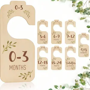 8pcs Baby Clothing Sorting Hangers, Wooden Newborn Clothing Sorting Sign Hangers, Newborn Wardrobe Organization Labels, Suitable For Newborns To Toddlers, Baby Shower Gifts, Gifts For New Parents, Hanger Accessories