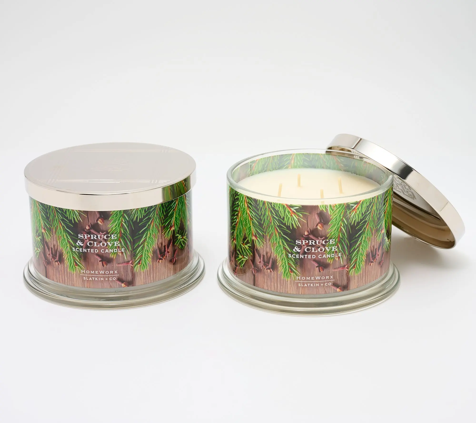 HomeWorx by Slatkin + Co. S/2 18oz Spruce & Clove Candles