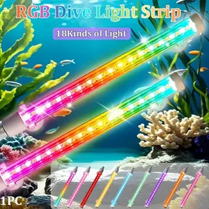 RGB Aquarium Light with 4 Button Control, USB Powered Color LED Lighting Fish Tank Lamp for Fish Tanks, Adjustable Brightness and Timer Functions