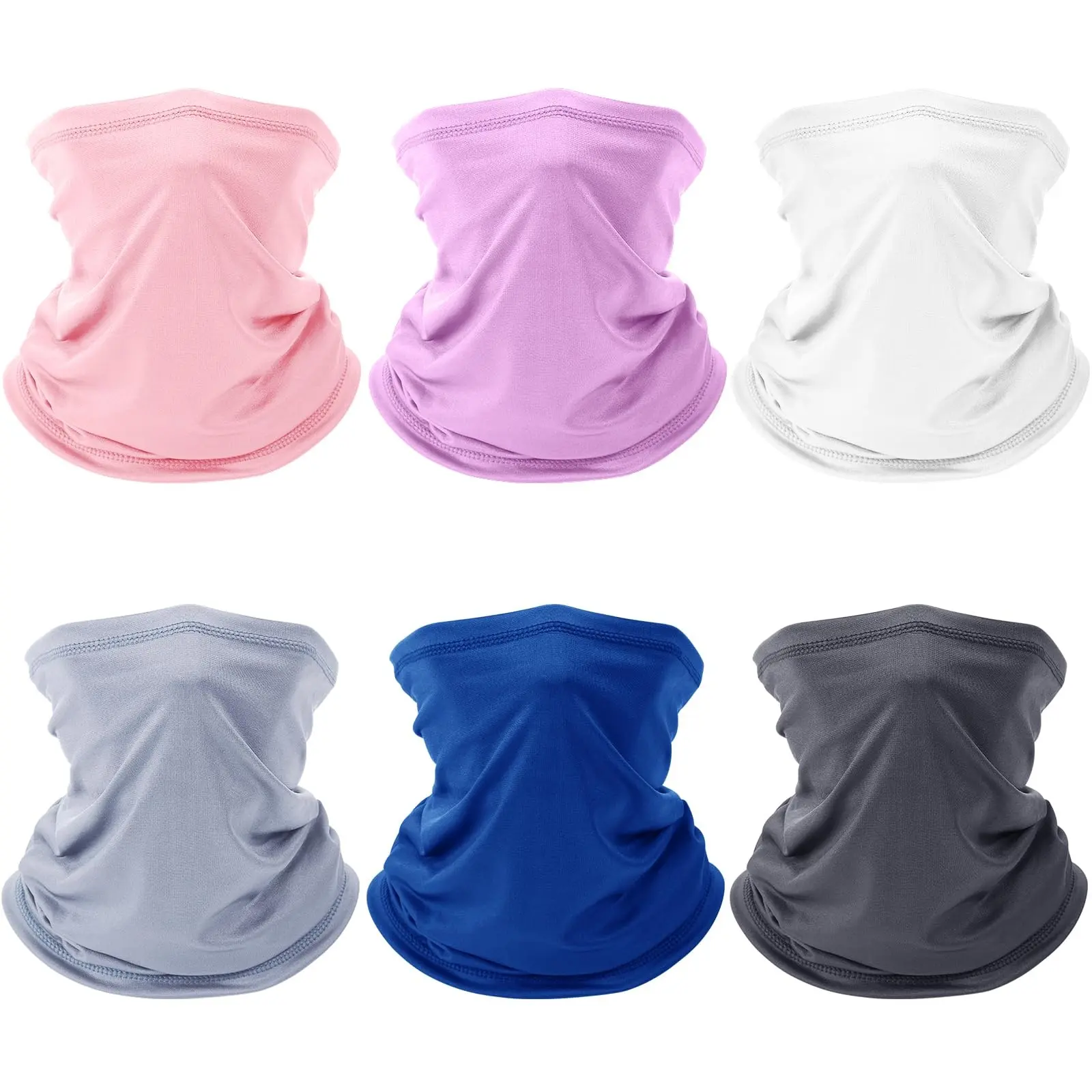6 Pack Neck Gaiter for Men Women Gator Summer UV Dust Mask Cooling Neck Gaiters Face Cover for Sun Protection Scarf Bandana