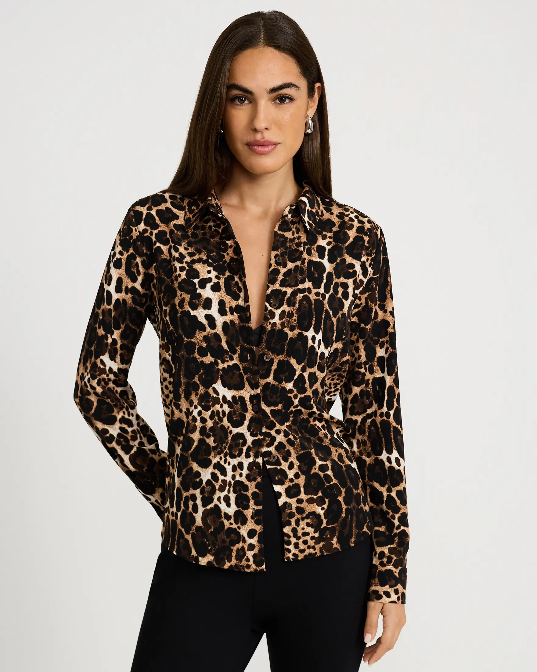 Express Leopard Portofino Shirt