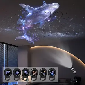 Dreamy Creative Home Lighting Night Light, USB Powered Portable 360 °   Rotatable LED Projector Light, Multiple Patterns: Whale, Starfish, Jellyfish, Butterfly, Can Be Used for Room, Wall, Ceiling, Floor, etc. Projection Lighting, Home Decoration Wall Lam
