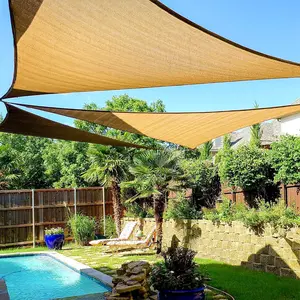 S.Y. Sun Shade Sail Permeable UV Block Triangle Canopy for Carport Outdoor Patio Garden Backyard - Beige 16.4’ x 16.4’ x 16.4‘