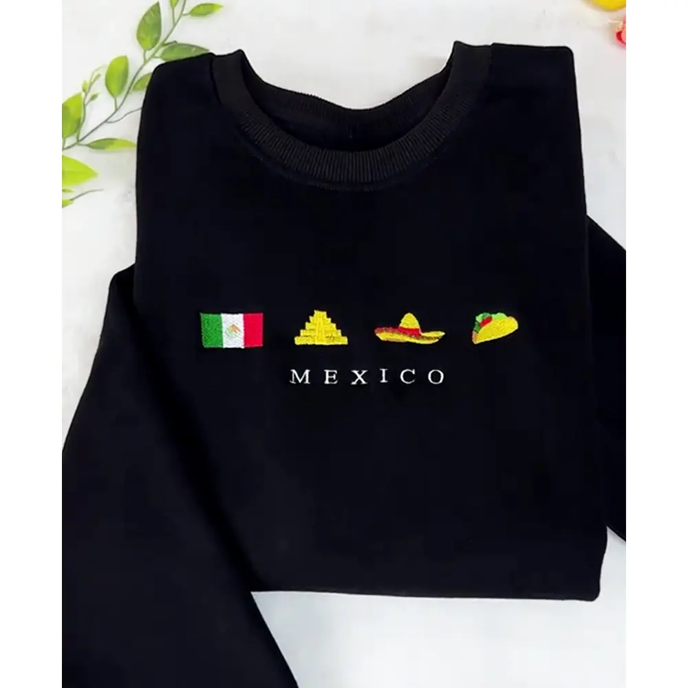 Mexico Embroidered Sweatshirt – Vibrant Mexican Heritage Crewneck, Premium Comfort Pullover, Latino Pride Gift