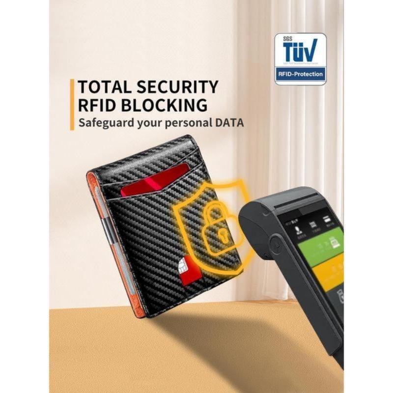 2026 New Arrival Men’s Carbon Fiber Texture Card Holder – RFID Shielded Ultra-Thin Bi-Fold Wallet with Card Slots & Bill Clip, TikTokShopBlackFriday Christmas