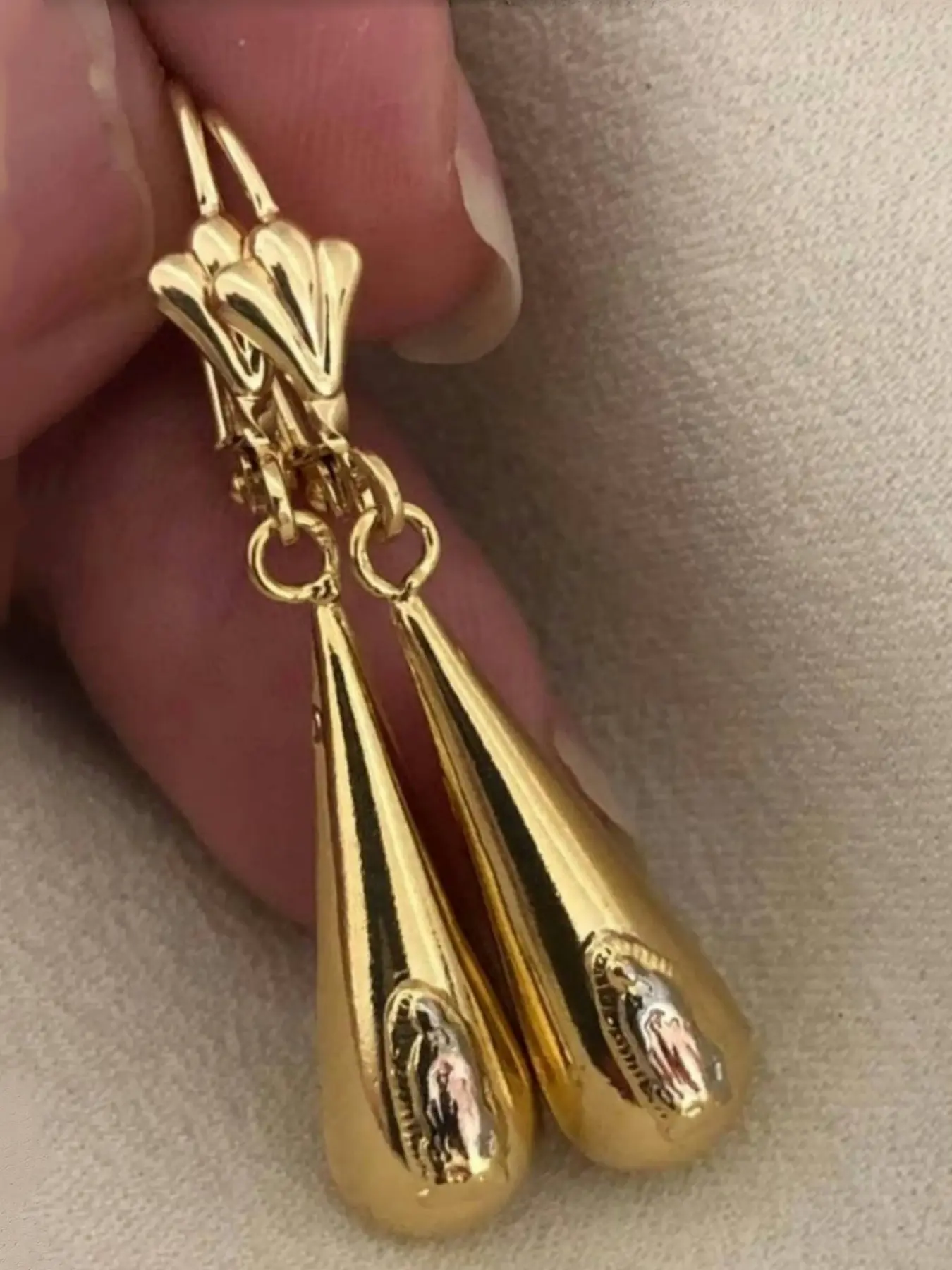 Water Drop Earrings Elegant Minimalist Earrings Fashion Shining Glossy Dangling Earrings Copper Golden Color Simple Water-drop Long Earrings For Women Jewelry Christmas Gift Ear Accessories