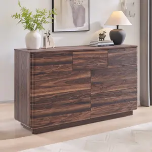 LINGMU 52” Modern 7-Drawer Wood Dresser, Wide Storage Chest with Mixed-Size Drawers & Anti-Tip Safety, Large Capacity Organizer for Bedroom & Living Room, Natural Finish