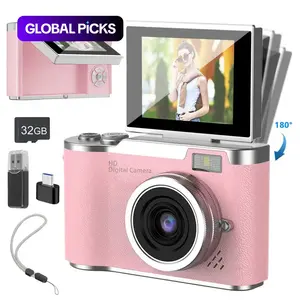 Portable Digital Cam, Student Camera, Pocket Camera, Vlogging Camera, 180° Degree Flip Screen Camera, HD Camera, Entry-Level Digital Camera With 32GB Memory Card, Video, Photography, Perfect For Back-To-School Season, Holiday Gift #GLOBAL PICKS