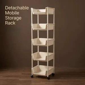 Anniversary Memorial Day Sale Adjustable 5 Tier Rolling Storage Cart Easy Move Bathroom Bedroom Kitchen Organizer GapStorage SmallApartmentEssentials RollingOrganizer HomeHacks StorageSolutions