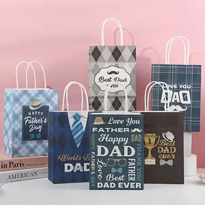 Father's Day Gift Bags Set of 12, Best Dad Paper Bags, Birthday Party Supplies, Grandpa Father's Day Presents