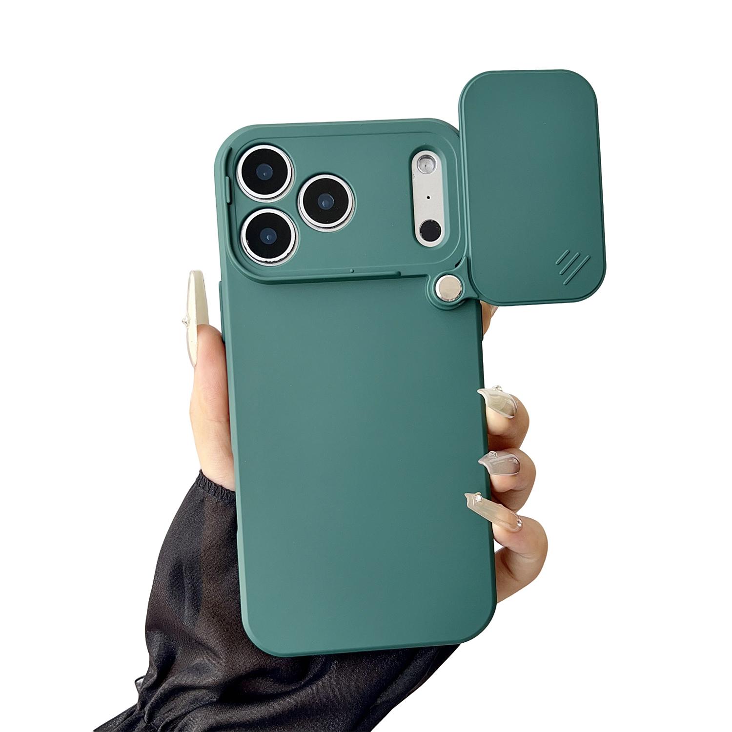 Solid Color Camera Lens Protector Case for iPhone 17 Pro Max 17 Air 16 15 14 13 Pro Max, Sliding Window Shockproof Bumper Cover Soft Silicone TPU Case