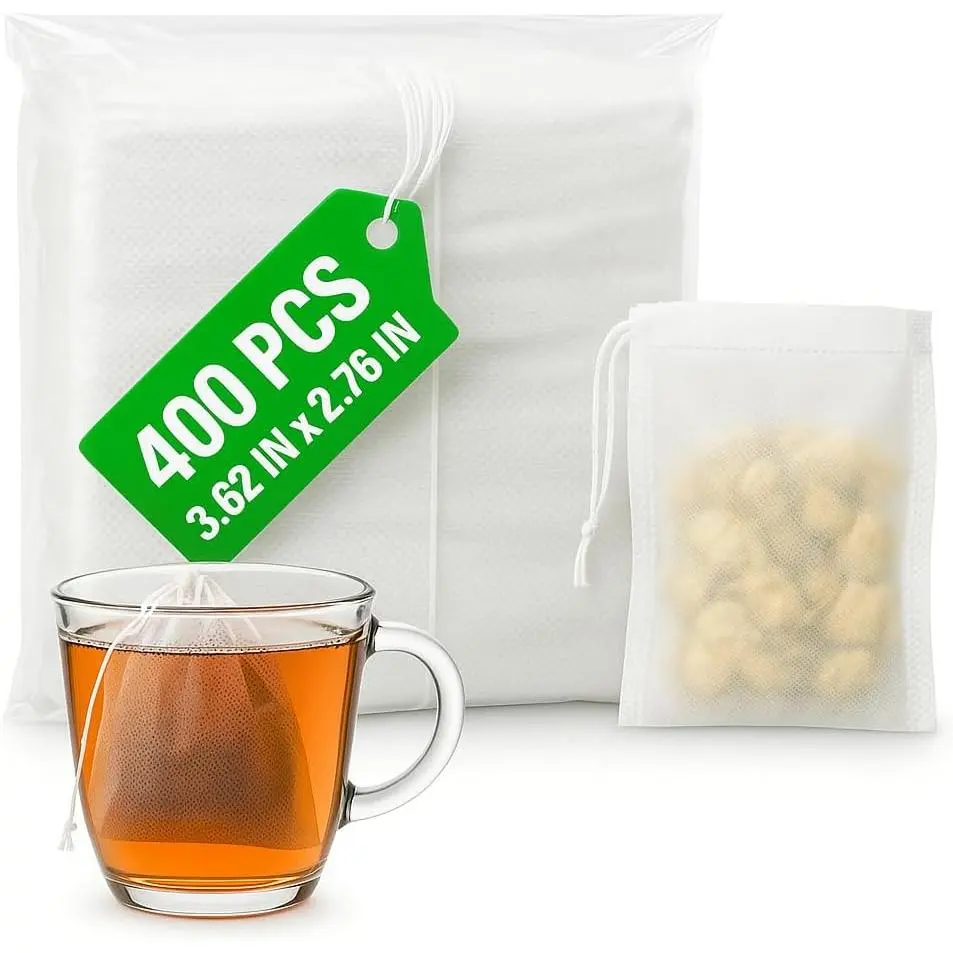 400 count Disposable  Bags for Loose Leaf  - 3.62 x 2.76  Teabags Made From Unbleached Non-Woven Material - Multi-Functional Infusion Bags for  Pouch, , Eye Compress &