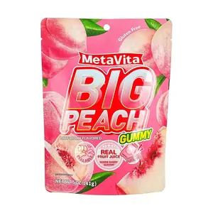 METAVITA Peach Gummy Candy - Real Fruit Juice, Soft & Chewy, 141g Bag