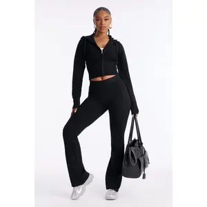 CozyCash Sweater Flare Pant - Black