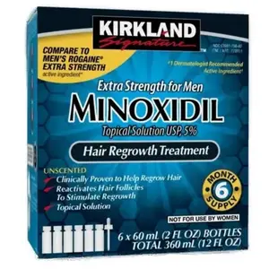 Kirkland Signature Hair Regrowth Treatment Extra Strength for Men, 5% Minoxidil Topical Solution, 2 fl oz, 1-6-pack Comfort Hair Care
