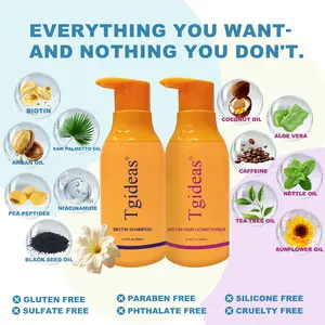 Tgideas Biotin Anti-Hair Loss Shampoo & Conditioner Set Strengthens Hair Roots & Scalp Care Unisex Shampoo & Conditioner Set & Conditioner for Women & Men 2-Pack
