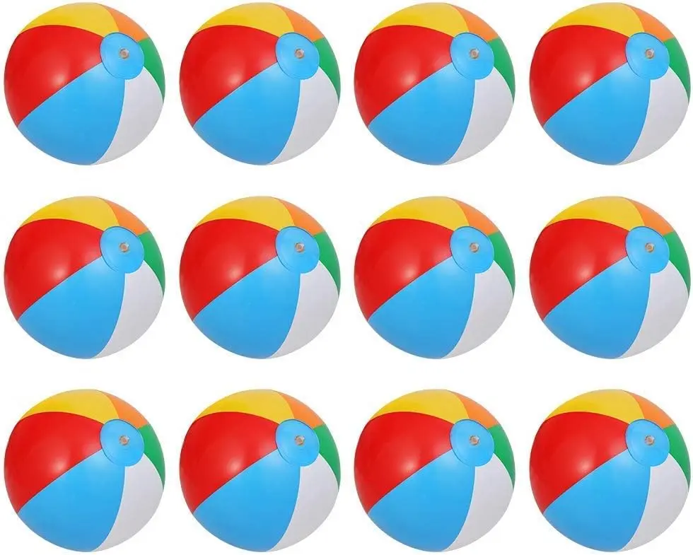 Garvee 12 Pack Rainbow Beach Balls for Kids Pool Toys,12'' Inflatable Swimming Pool Beach Balls for Summer Water Games Outdoor Fun Play Game Activities, Birthday Party Favors, Hawaiian Tropical Theme Party