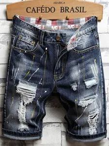 Men's Regular Fit Ripped Jeans, Casual Street Fashion Denim Shorts for Summer, Fashion Men's Bottoms for Daily Wear