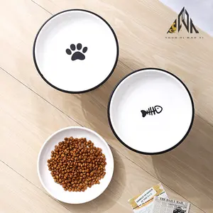 Ceramic Cat & Dog Bowls Set, Iron Frame Design, Creative Claw Shape, Fish Bone Pattern, Pet Feeding & Drinking Dishes
