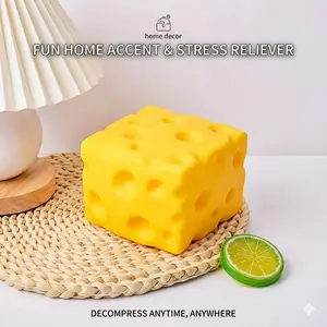 Novelty Gift Idea!  Realistic Cheese Block Squishy | Jumbo Party Favors for Kids & Adults | Satisfying Slow Rising Toy