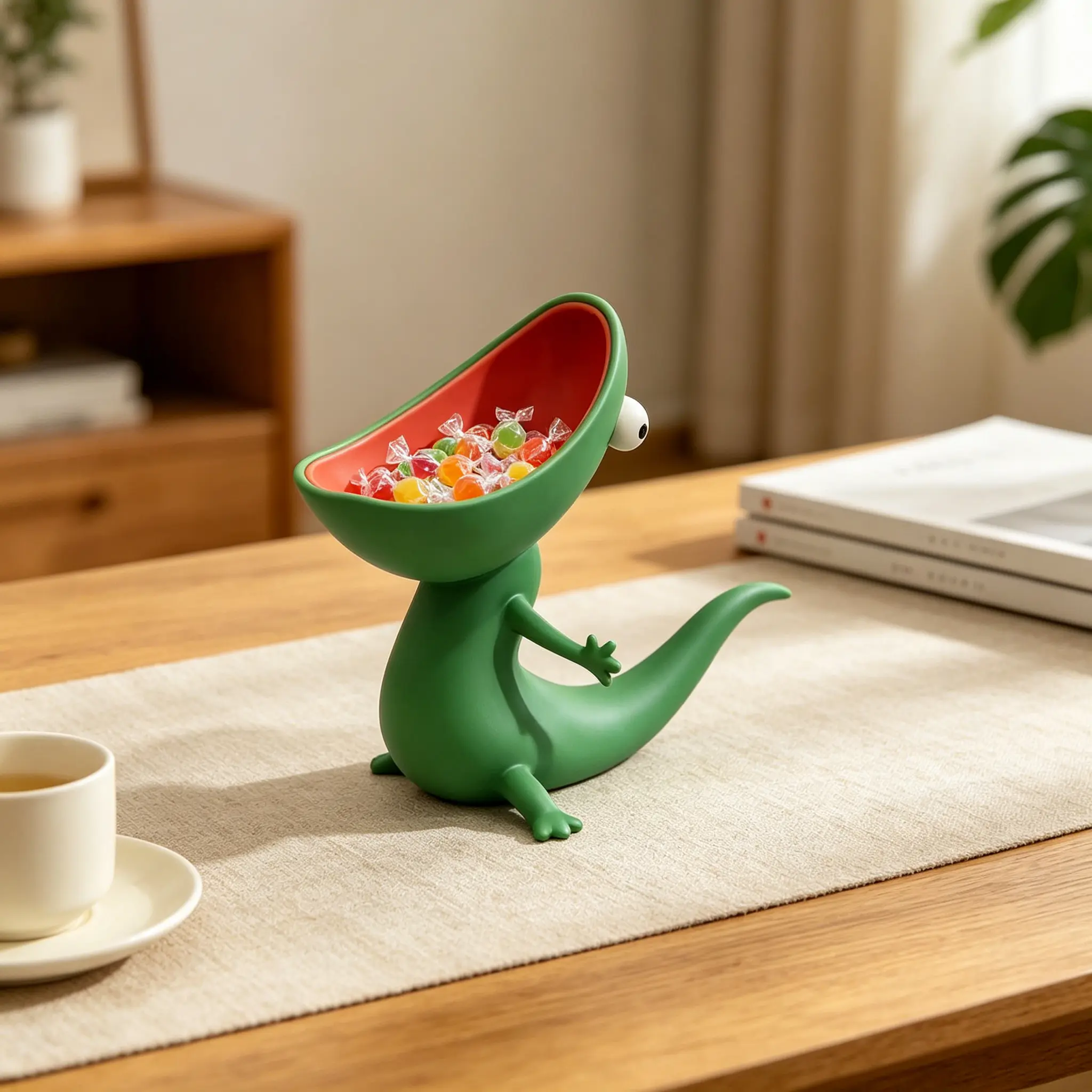 Creative cartoon big-mouthed lizard soap box, candy box, home desk, entrance keychain storage ornament